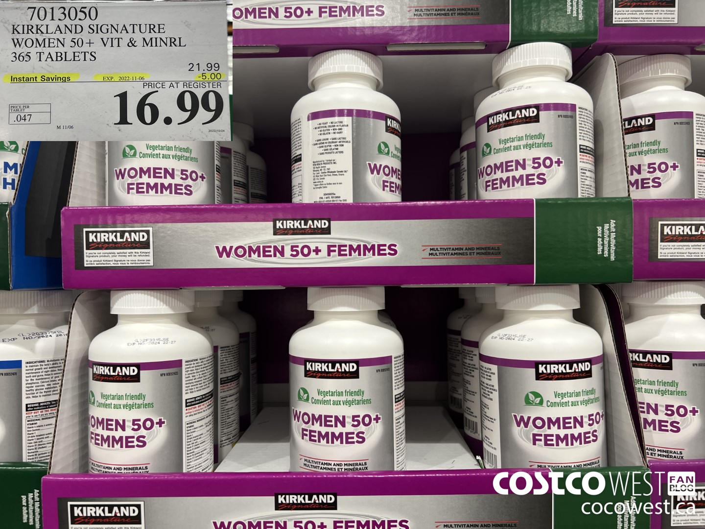7013050 KIRKLAND SIGNATURE WOMEN 50+ VIT & MINERAL 365 TABLETS  ($5.00 INSTANT SAVINGS EXPIRES ON 2022-11-06) $16.99