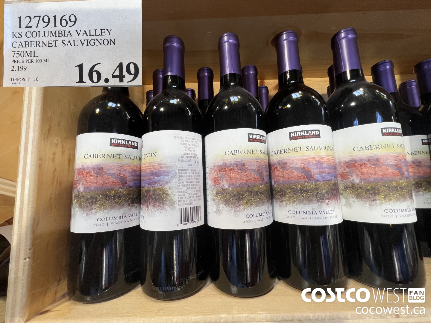 1279169 KS COLUMBIA VALLEY CABERNET SAUVIGNON 750 ML $16.49