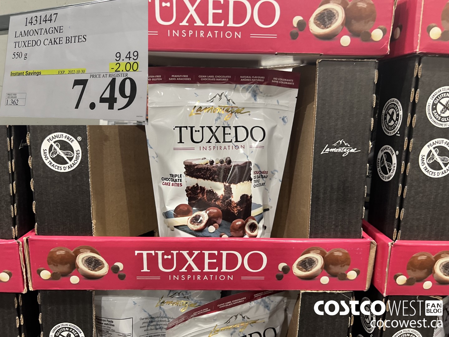 1431447 LAMONTAGNE TUXEDO CAKE BITES 550 g ($2.00 INSTANT SAVINGS EXPIRES ON 2022-10-30) $7.49