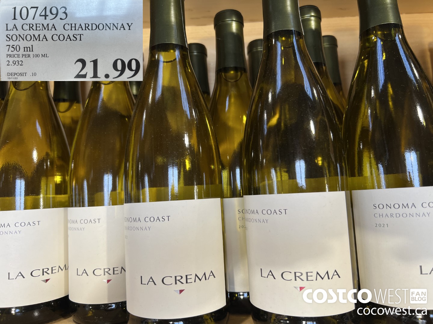 107493 LA CREMA CHARDONNAY SONOMA COAST 750 ML $21.99