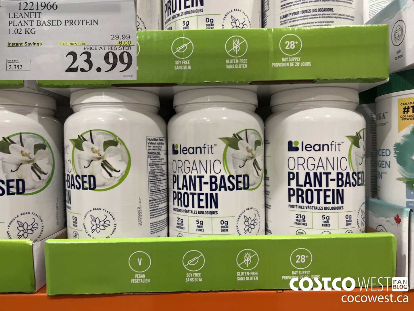 1221966 LEANFIT PLANT BASED PROTEIN 1.02 KG ($6.00 INSTANT SAVINGS EXPIRES ON 2022-10-30) $23.99