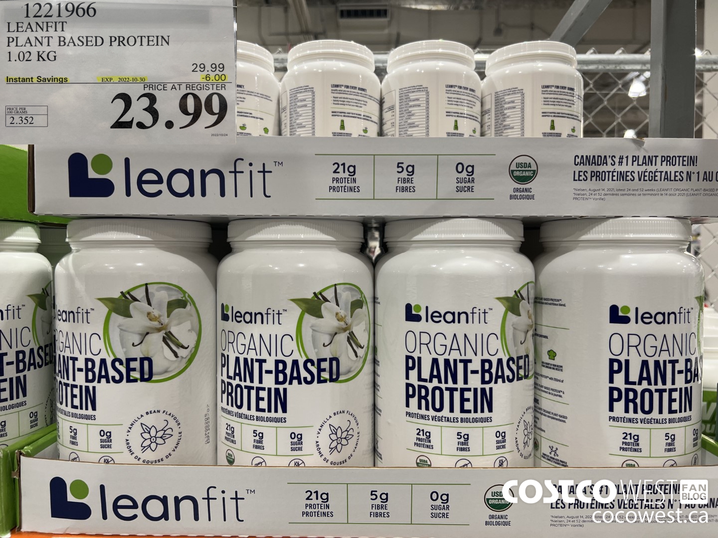 1221966 LEANFIT PLANT BASED PROTEIN 1.02 KG ($6.00 INSTANT SAVINGS EXPIRES ON 2022-10-30) $23.99