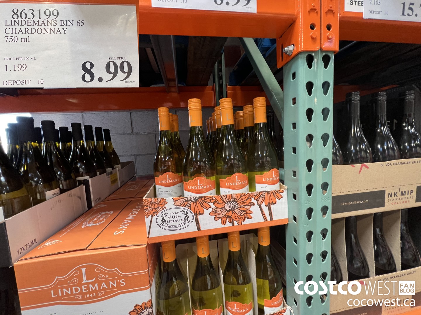 863199 LINDEMANS BIN 65 CHARDONNAY 750 ML $8.99