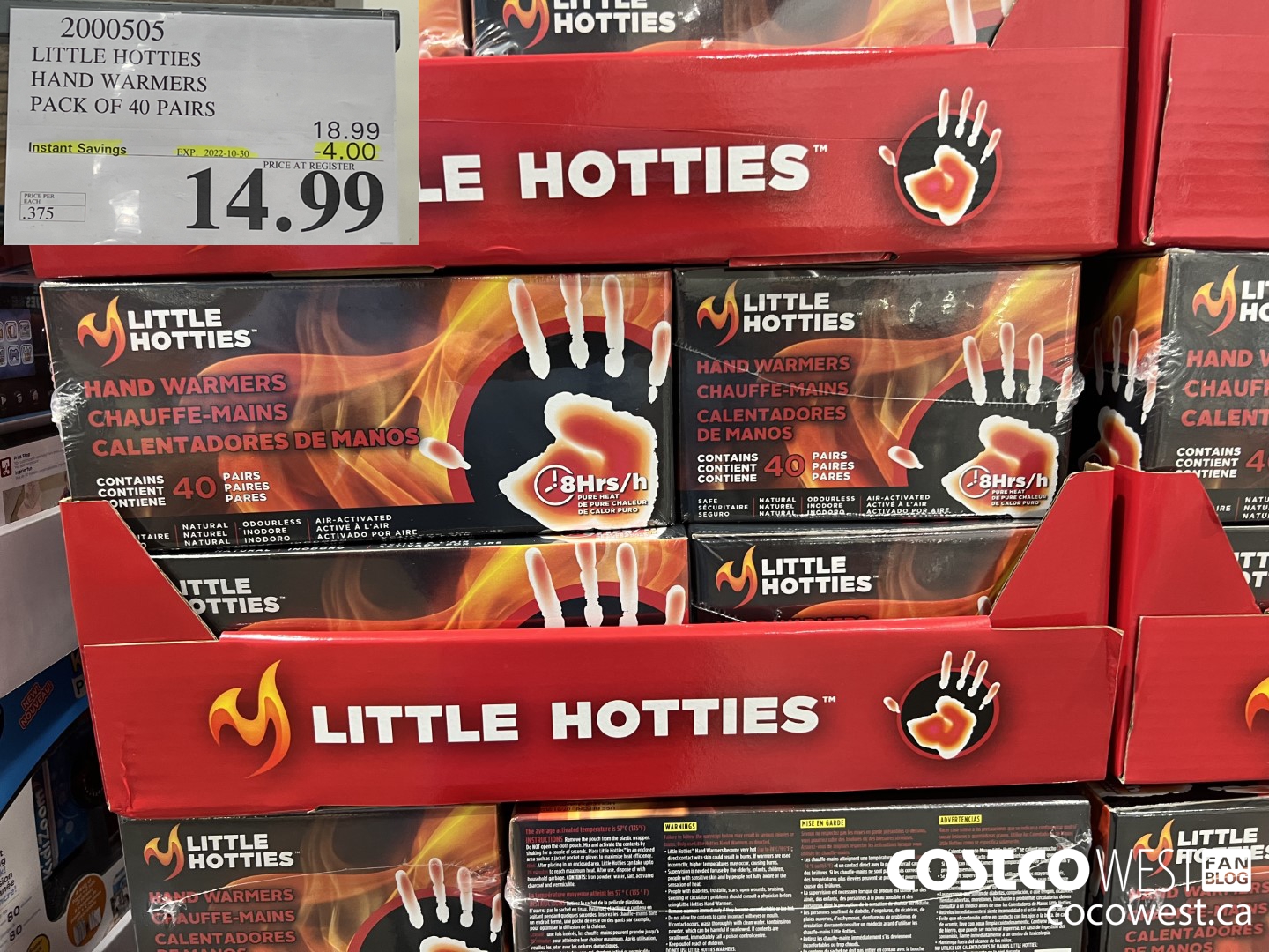 2000505 LITTLE HOTTIES HAND WARMERS PACK OF 40 PAIRS ($4.00 INSTANT SAVINGS EXPIRES ON 2022-10-30) $14.99