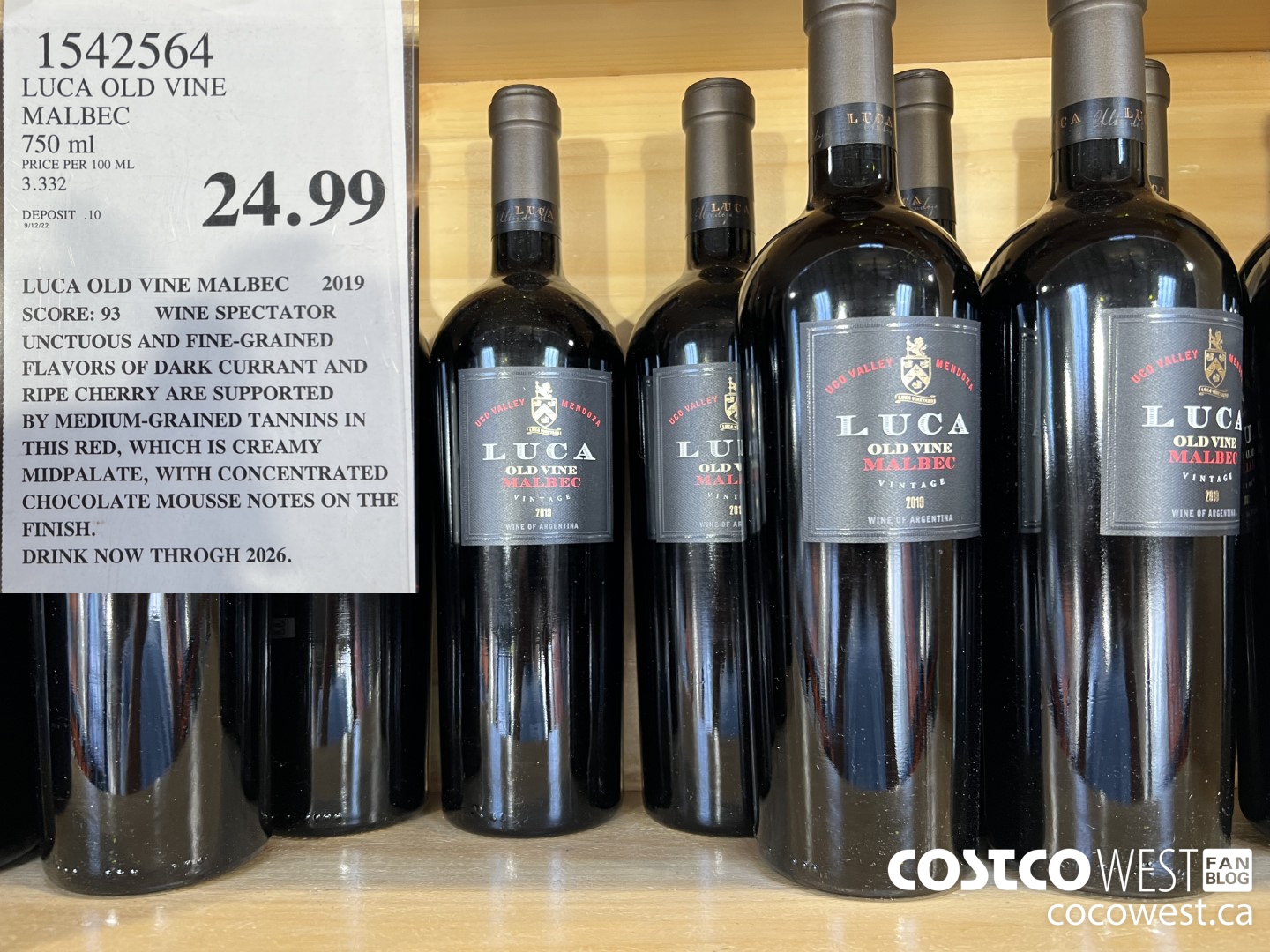 1542564 LUCA OLD VINE MALBEC 750 ML $24.99