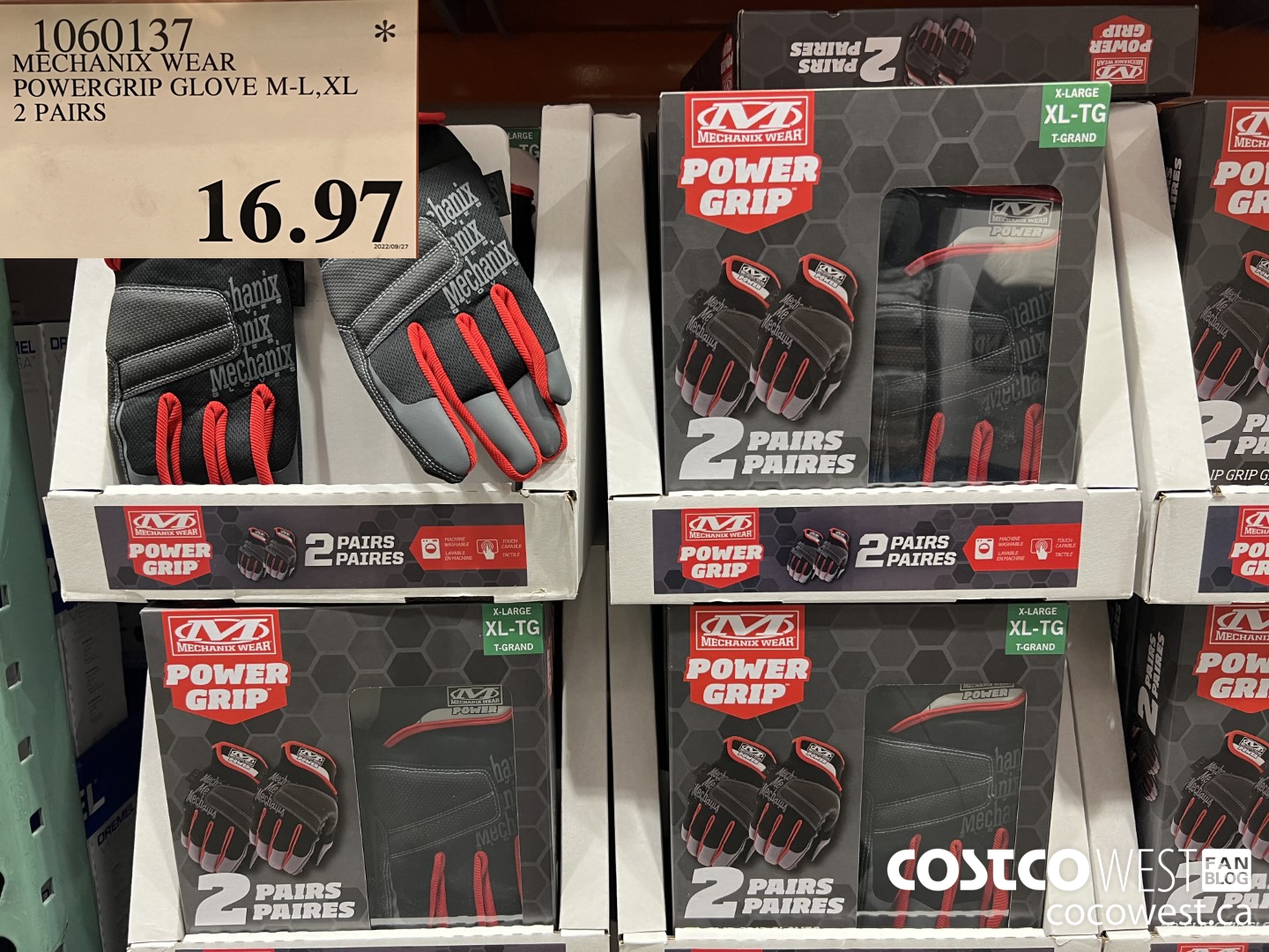 1060137 MECHANIX WEAR POWERGRIP GLOVE M-L, XL 2 PAIRS  $16.97