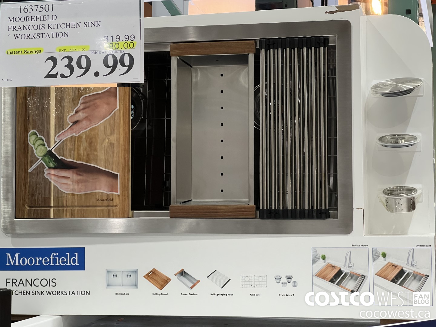 1637501 MOOREFIELD FRANCOIS KITCHEN SINK WORKSTATION ($80.00 INSTANT SAVINGS EXPIRES ON 2022-11-06) $239.99