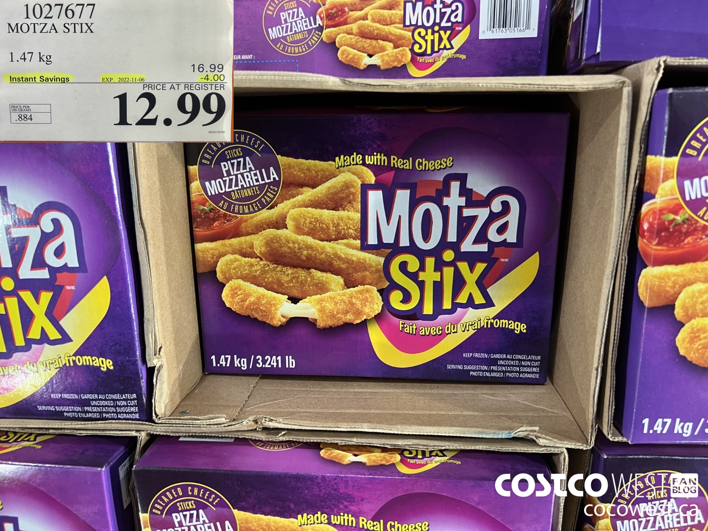 1027677 MOTZA STIX 1.47 kg ($4.00 INSTANT SAVINGS EXPIRES ON 2022-11-06) $12.99