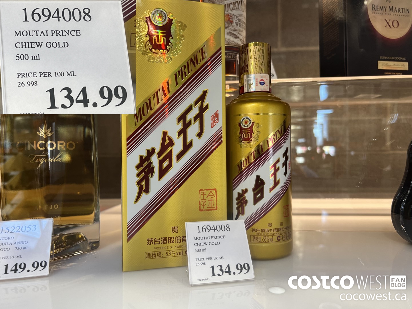 1694008 MOUTAI PRINCE CHIEW GOLD 500 ML $134.99