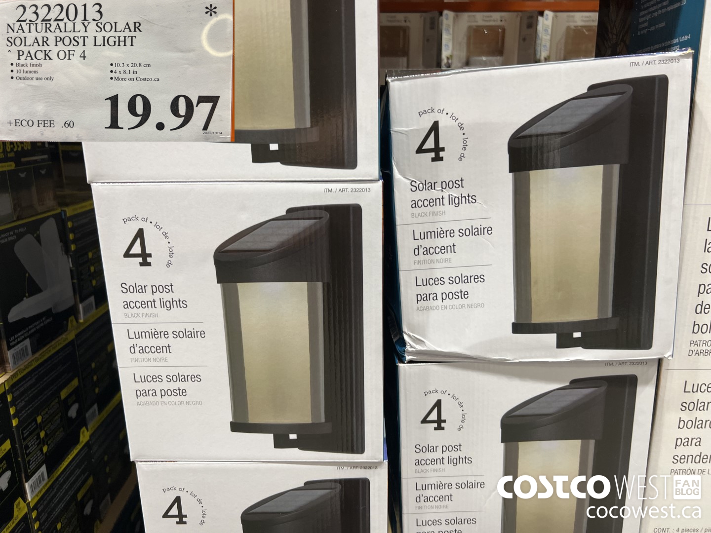 2322013 NATURALLY SOLAR SOLAR POST LIGHT SET OF 4 $19.97