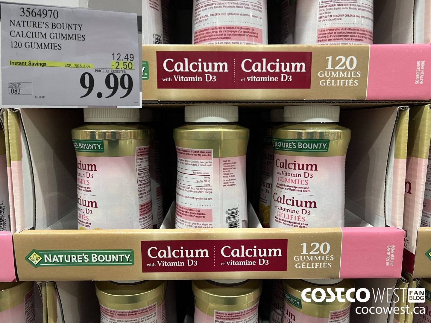 3564970 NATURE'S BOUNTY CALCIUM GUMMIES 120 GUMMIES ($2.50 INSTANT SAVINGS EXPIRES ON 2022-11-06) $9.99