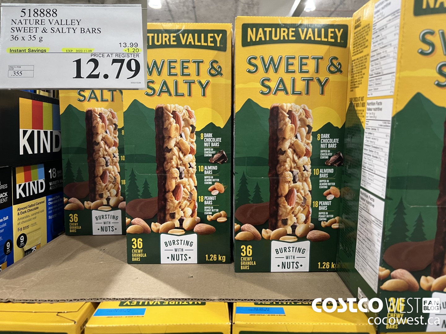 518888 NATURE VALLEY SWEET & SALTY BARS 36 X 35 G ($1.20 INSTANT SAVINGS EXPIRES ON 2022-11-09) $12.79