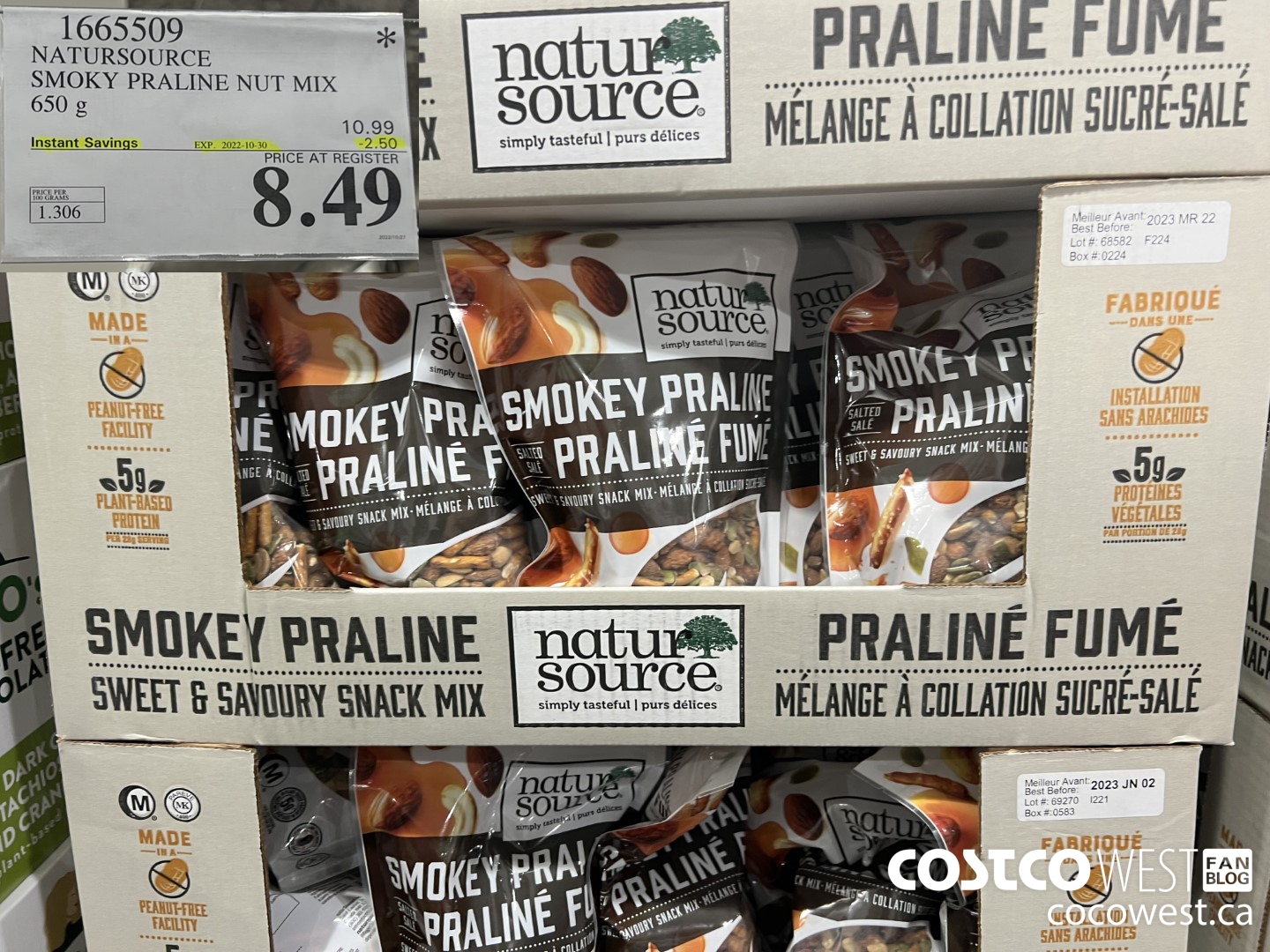 1665509 NATURSOURCE SMOKY PRALINE NUT MIX 650 G ($2.50 INSTANT SAVINGS EXPIRES ON 2022-10-30) $8.49