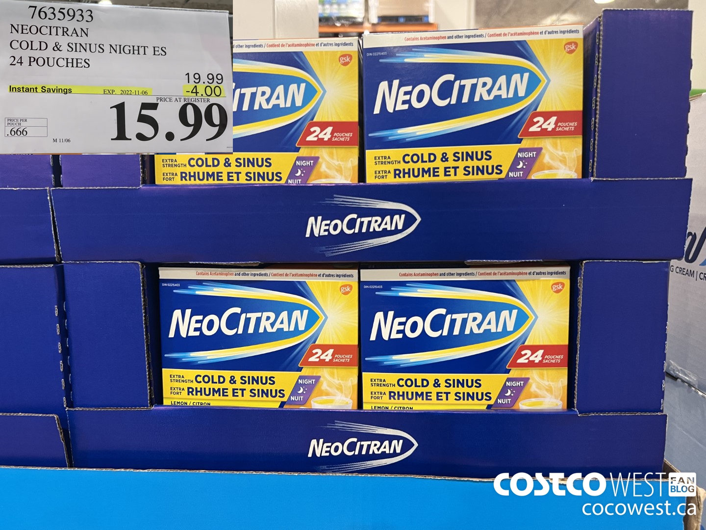 7635933 NEOCITRAN COLD & SINUS NIGHT ES 24 POUCHES ($4.00 INSTANT SAVINGS EXPIRES ON 2022-11-06) $15.99