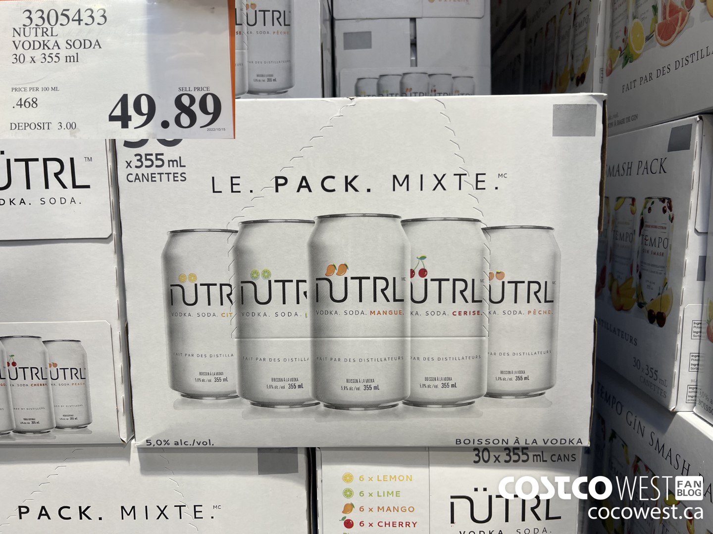 3305433 NUTRL VODKA SODA 30 X 355 ML $49.89