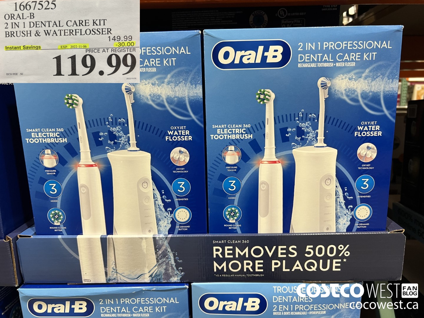 1667525 ORAL-B 2 IN1 DENTAL CARE KIT BRUSH & WATERFLOSSER ($30.00 INSTANT SAVINGS EXPIRES ON 2022-11-06) $119.99