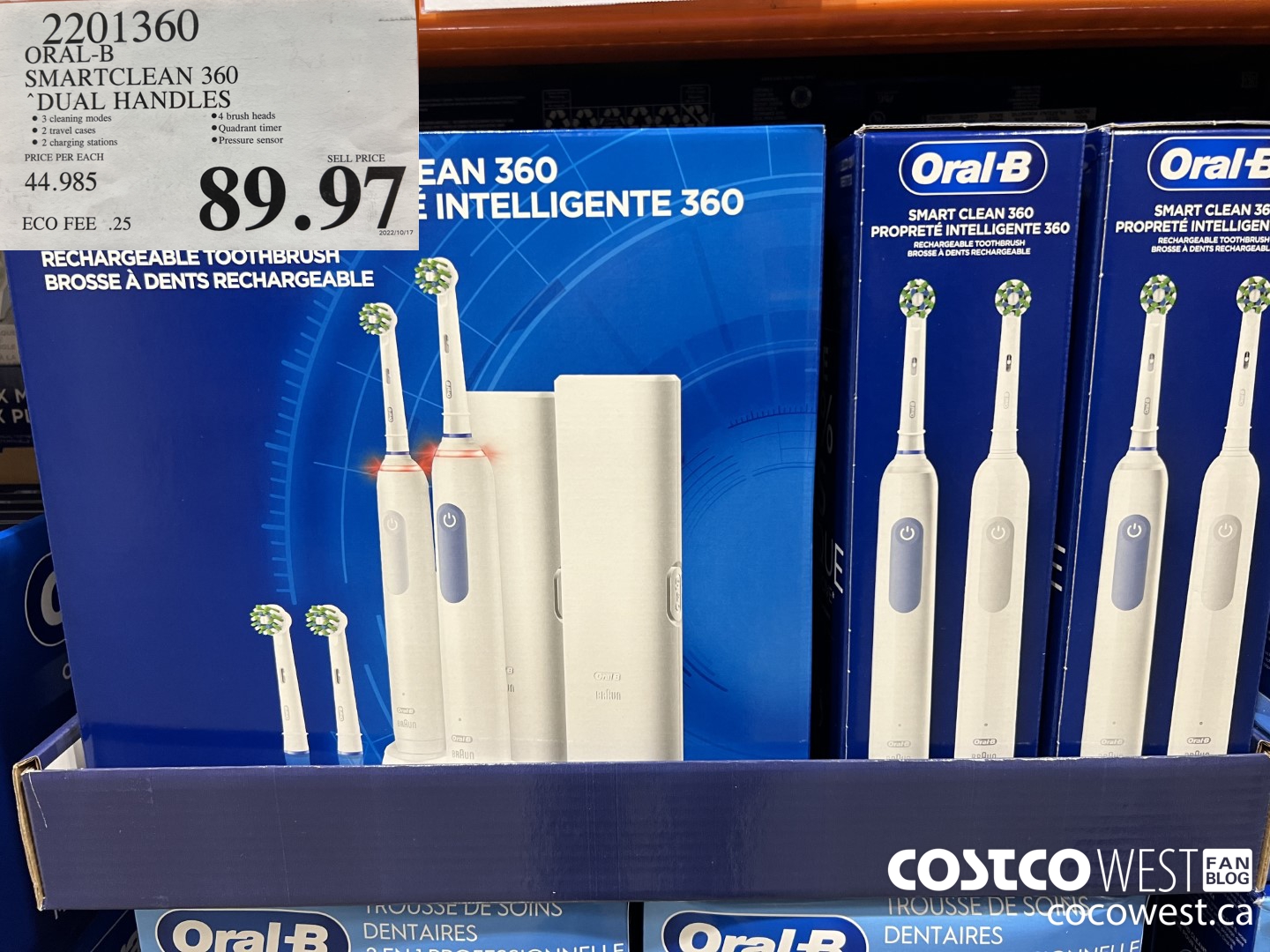 2201360 ORAL-B SMARTCLEAN 360 DUAL HANDLES $89.97