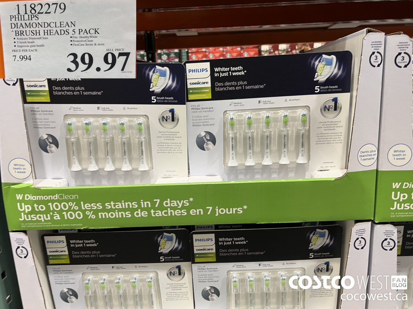 1182279 PHILIPS DIAMONDCLEAN BRUSH HEADS 5 PACK $39.97