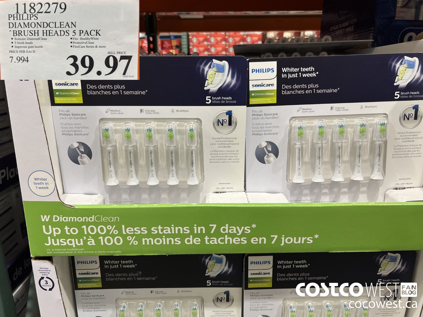 1182279 PHILIPS DIAMONDCLEAN BRUSH HEADS 5 PACK $39.97