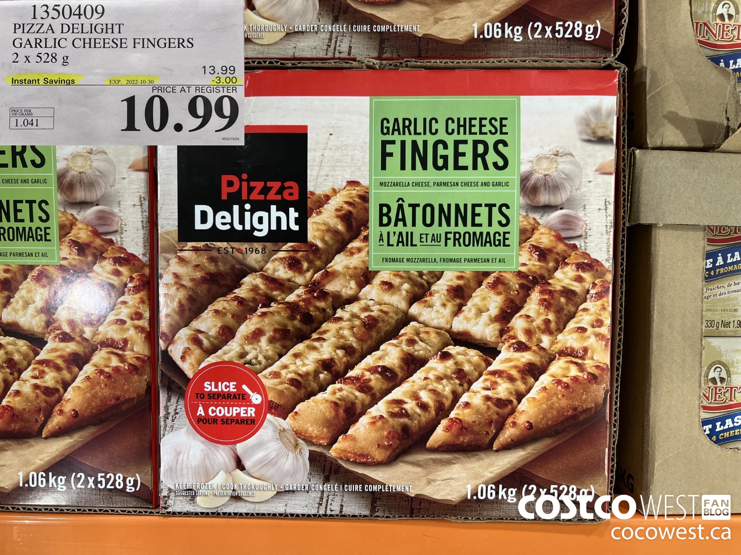 1350409 PIZZA DELIGHT GARLIC CHEESE FINGERS 2 x 528 g ($3.00 INSTANT SAVINGS EXPIRES ON 2022-10-30) $10.99