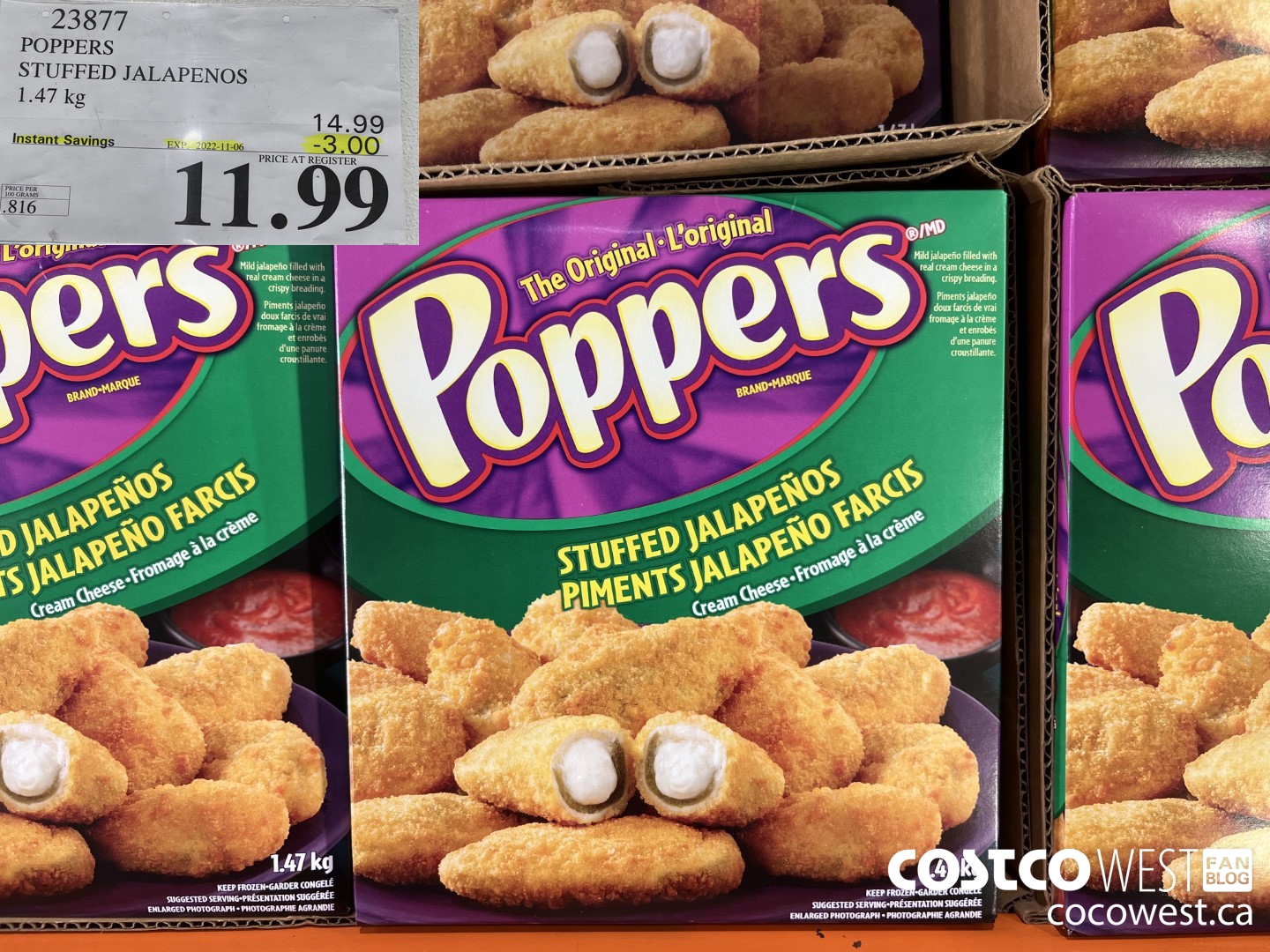 23877 POPPERS STUFFED JALAPENOS 1.47 KG ($3.00 INSTANT SAVINGS EXPIRES ON 2022-11-06) $11.99
