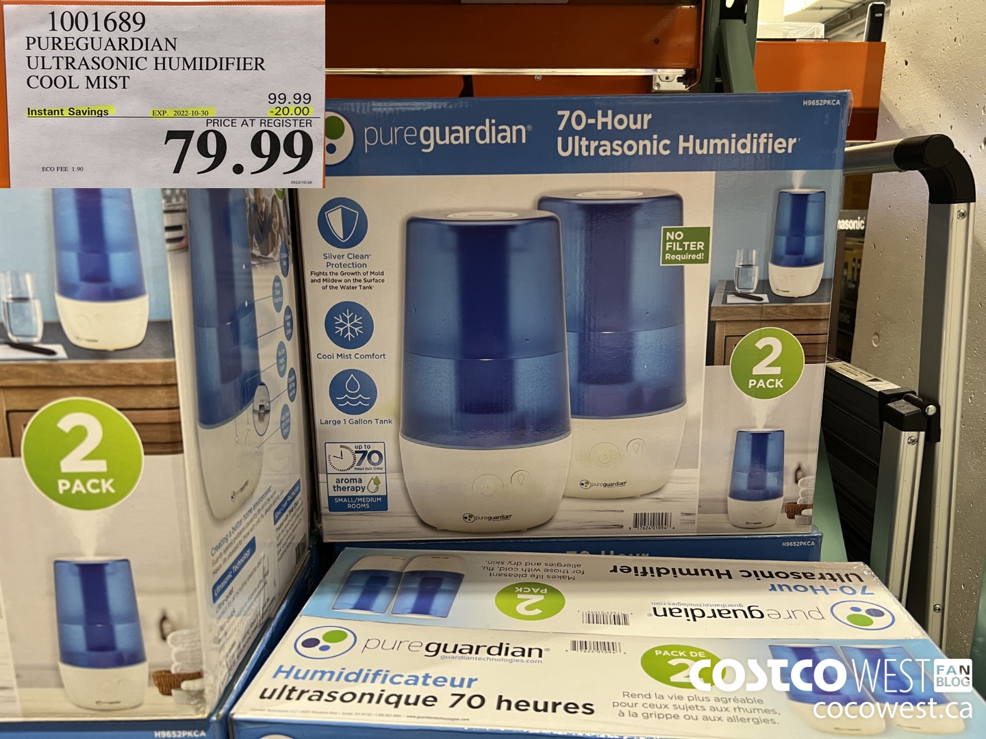 1001689 PUREGUARDIAN ULTRASONIC HUMIDIFIER COOL MIST ($20.00 INSTANT SAVINGS EXPIRES ON 2022-10-30) $79.99
