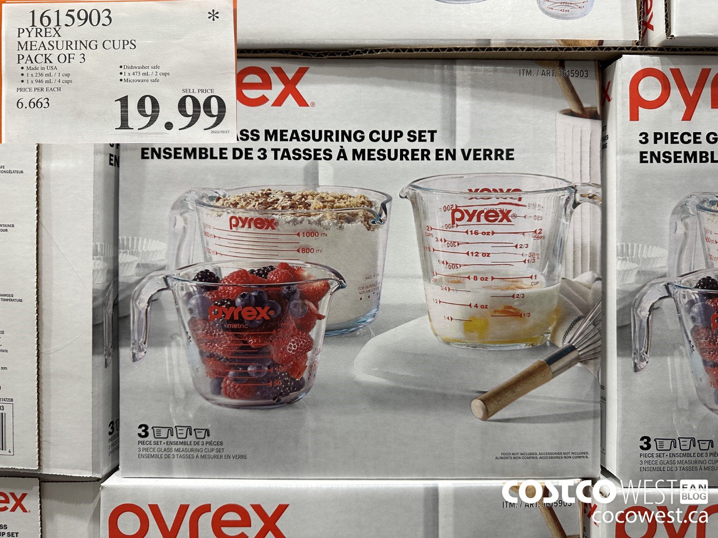 PYREX 3 Piece Glass Measuring Cup Set - Clear NEW IN BOX! # 1615903  AUTHENTIC