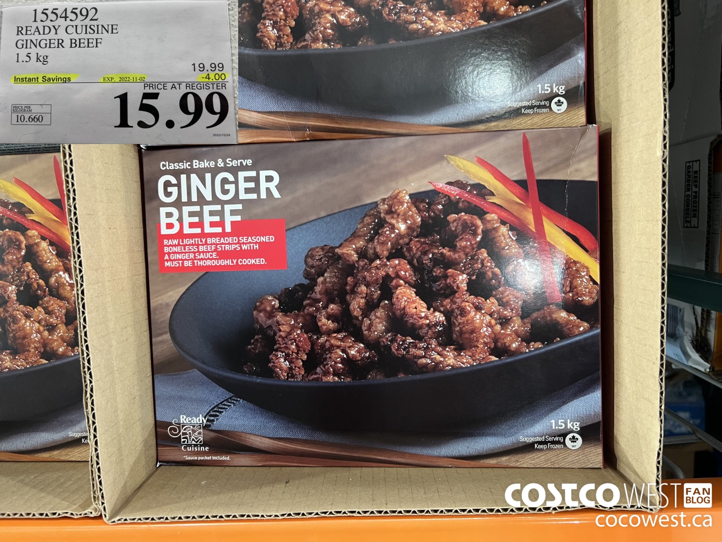 1554592 READY CUISINE GINGER BEEF 1.5 kg ($4.00 INSTANT SAVINGS EXPIRES ON 2022-11-02) $15.99
