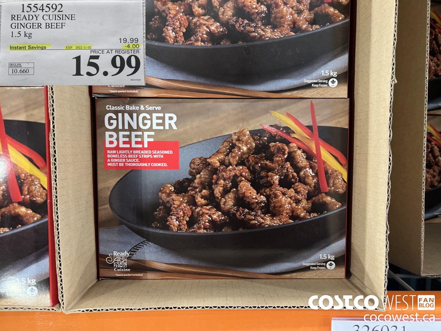 1554592 READY CUISINE GINGER BEEF 1.5 kg ($4.00 INSTANT SAVINGS EXPIRES ON 2022-11-02) $15.99