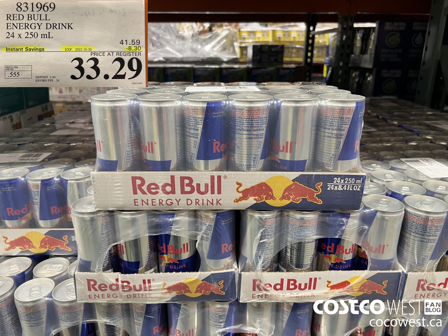 831969 RED BULL ENERGY DRINK 24 X 250 ML ($8.30 INSTANT SAVINGS EXPIRES ON 2022-10-30) $33.29