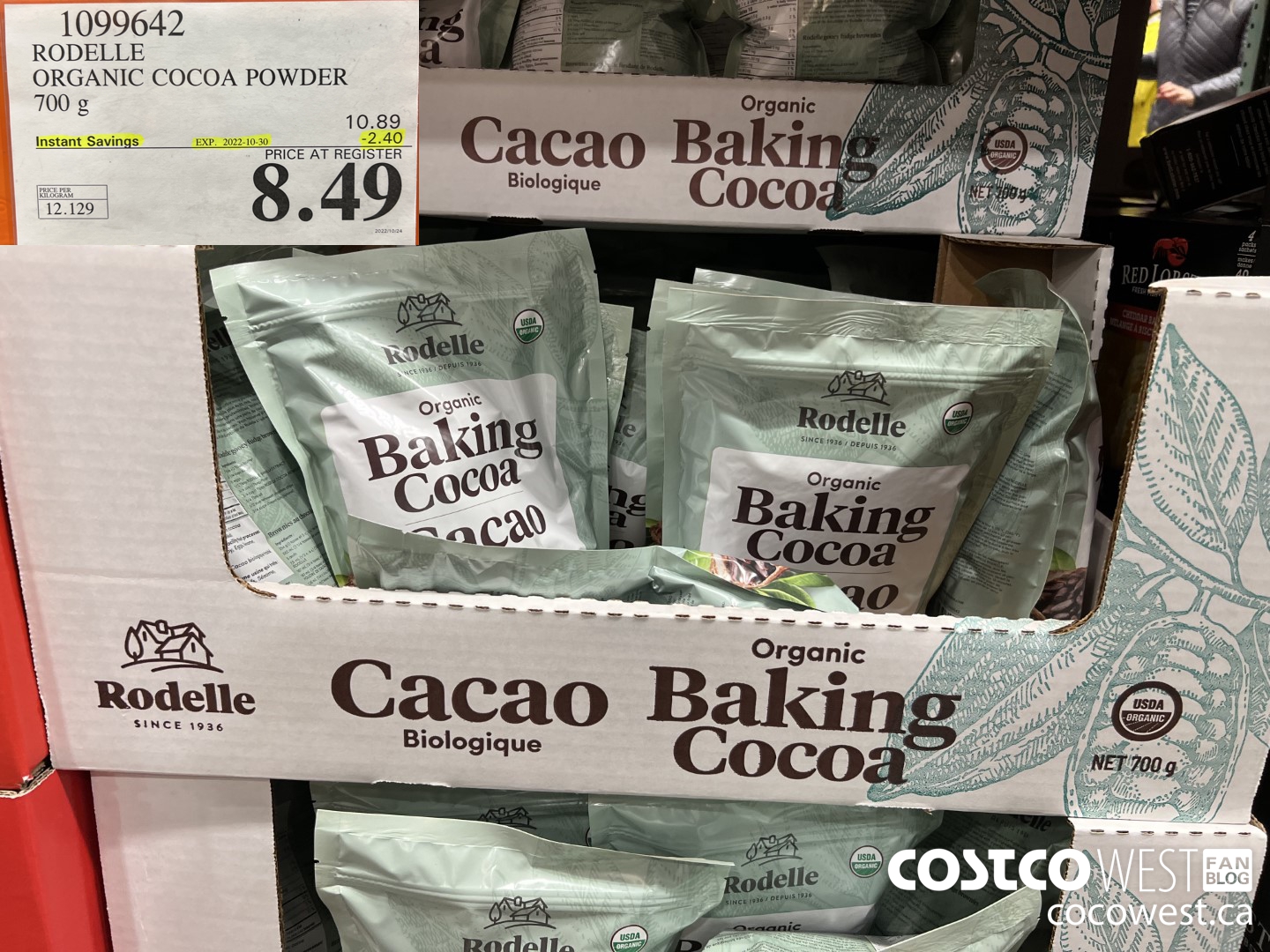 1099642 RODELLE ORGANIC COCOA POWDER 700 g ($2.40 INSTANT SAVINGS EXPIRES ON 2022-10-30) $8.49