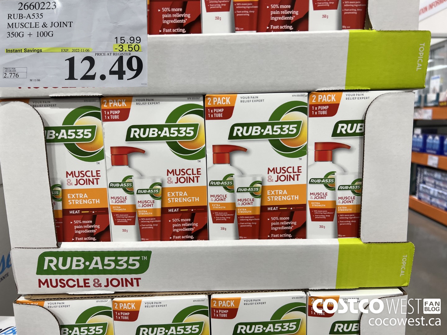 2660223 RUB-A535 MUSCLE & JOINT 350G + 100G ($3.50 INSTANT SAVINGS EXPIRES ON 2022-11-06) $12.49