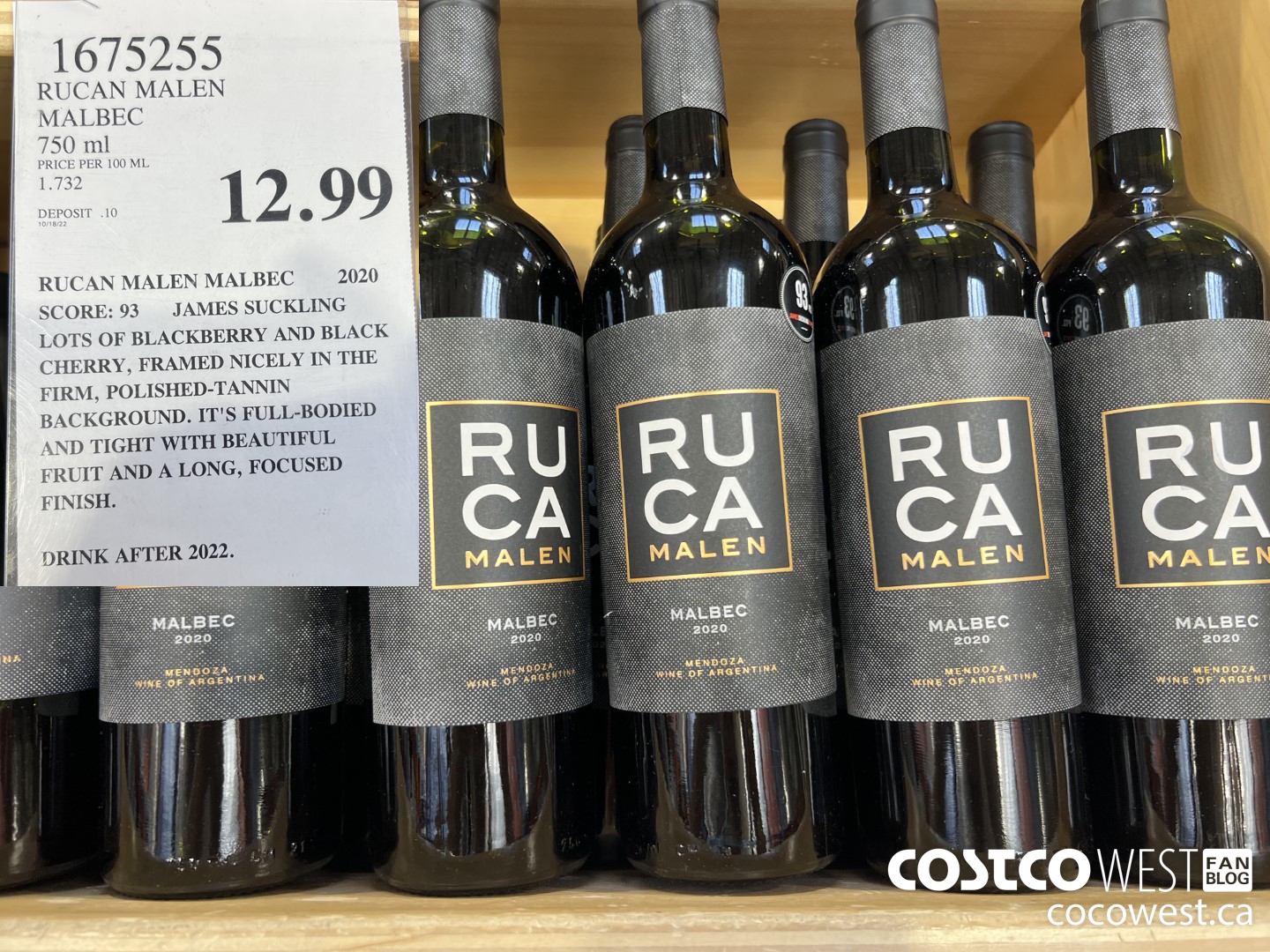 1675255 RUCAN MALEN MALBEC 750 ML $12.89
