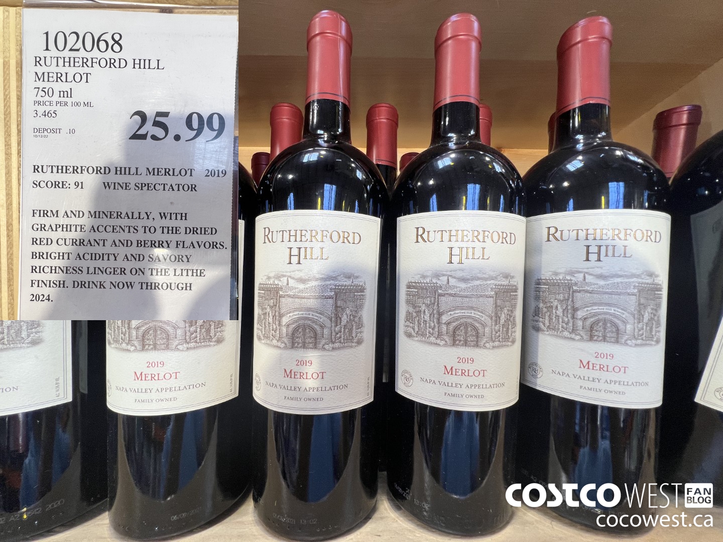 102068 RUTHERFORD HILL MERLOT 750 ML $25.99
