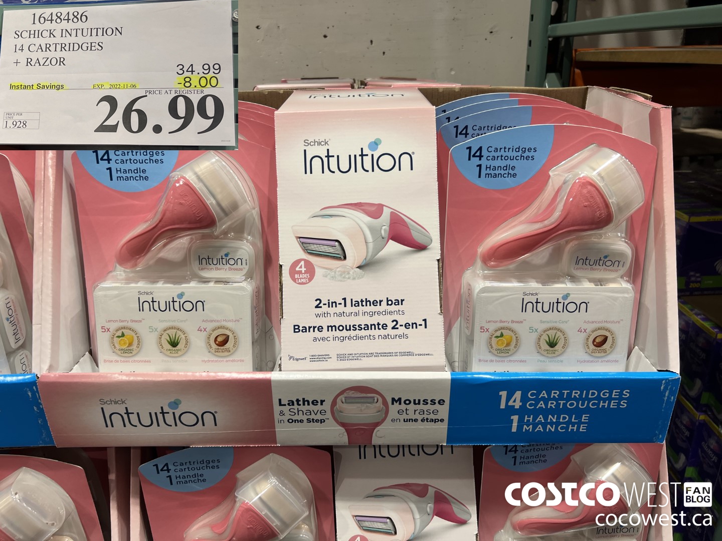 1648486 SCHICK INTUITION 14 CARTRIDGES + RAZOR ($8.00 INSTANT SAVINGS EXPIRES ON 2022-11-06) $26.99