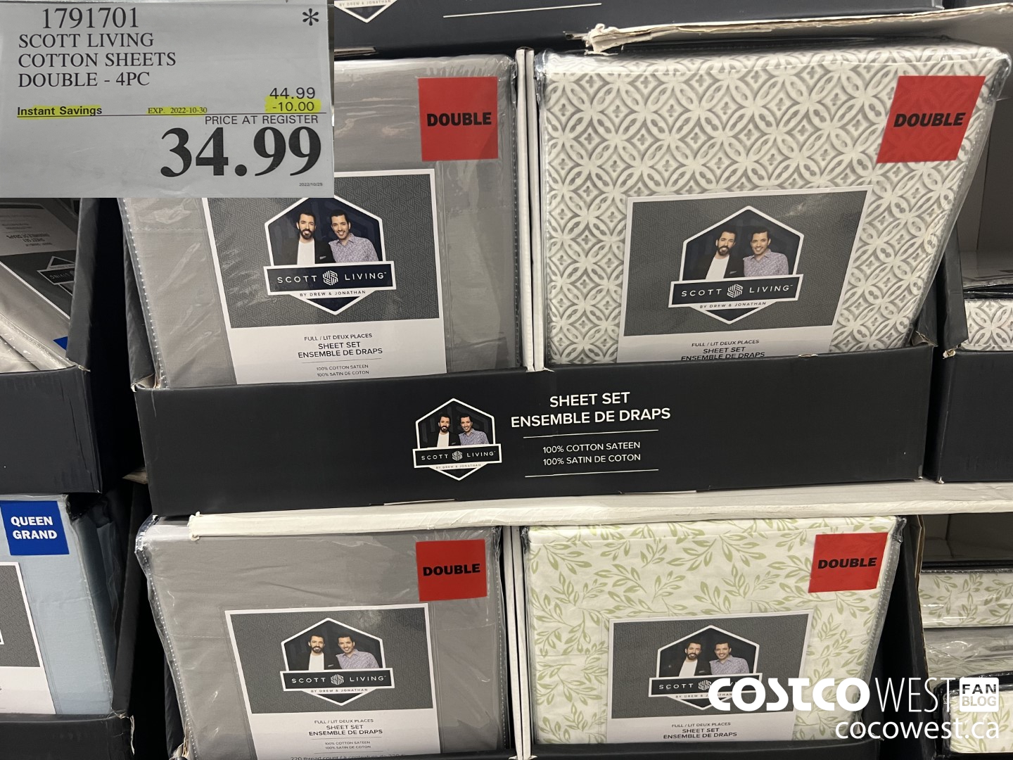 1791701 SCOTT LIVING COTTON SHEETS DOUBLE 4PC ($10.00 INSTANT SAVINGS EXPIRES ON 2022-10-30) $34.99
