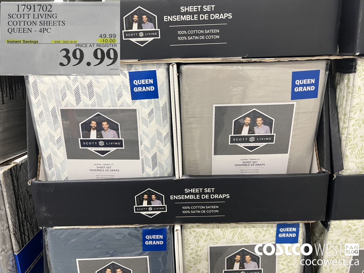 1791702 SCOTT LIVING COTTON SHEETS QUEEN - 4PC ($10.00 INSTANT SAVINGS EXPIRES ON 2022-10-30) $39.99