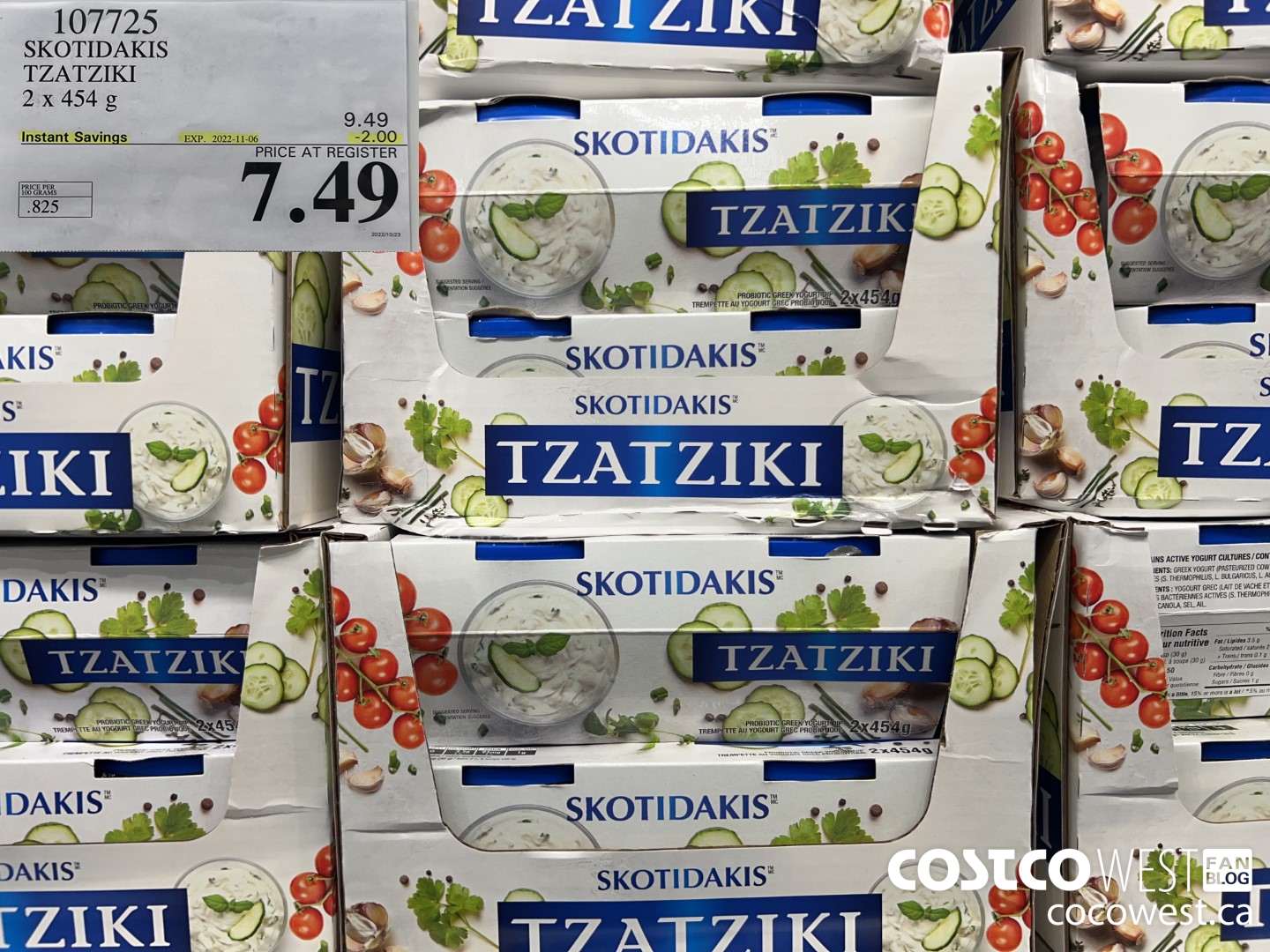 107725 SKOTIDAKIS TZATZIKI 2 x 454g ($2.00 INSTANT SAVINGS EXPIRES ON 2022-11-06) $7.49