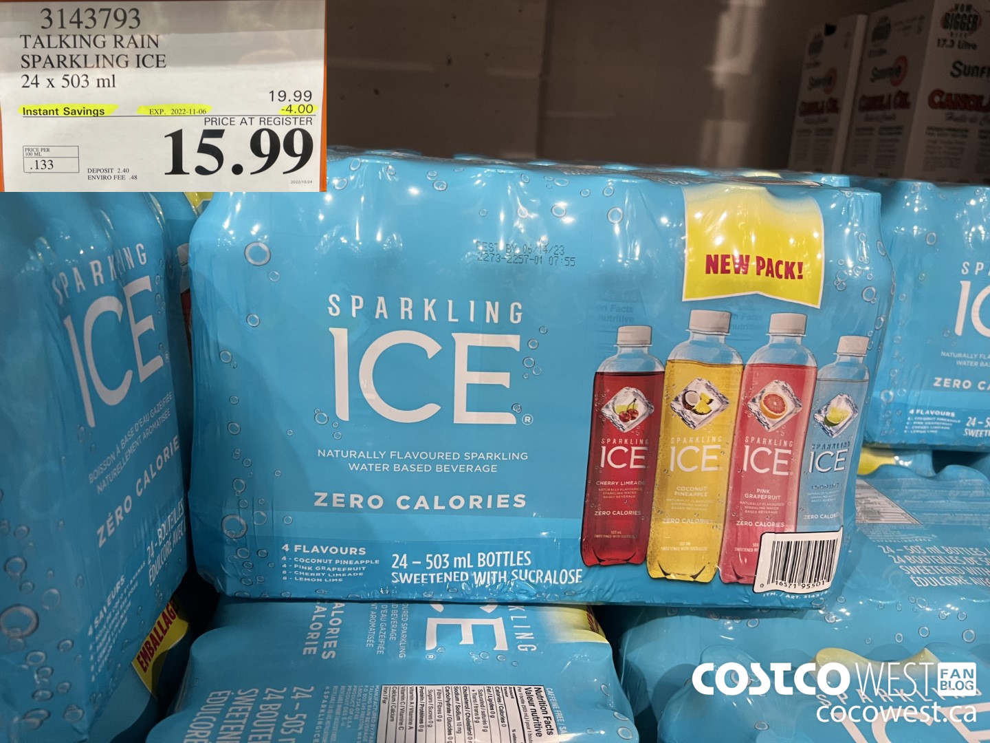 3143793 TALKING RAIN SPARKLING ICE 24 x 503 ml ($4.00 INSTANT SAVINGS EXPIRES ON 2022-11-06) $15.99