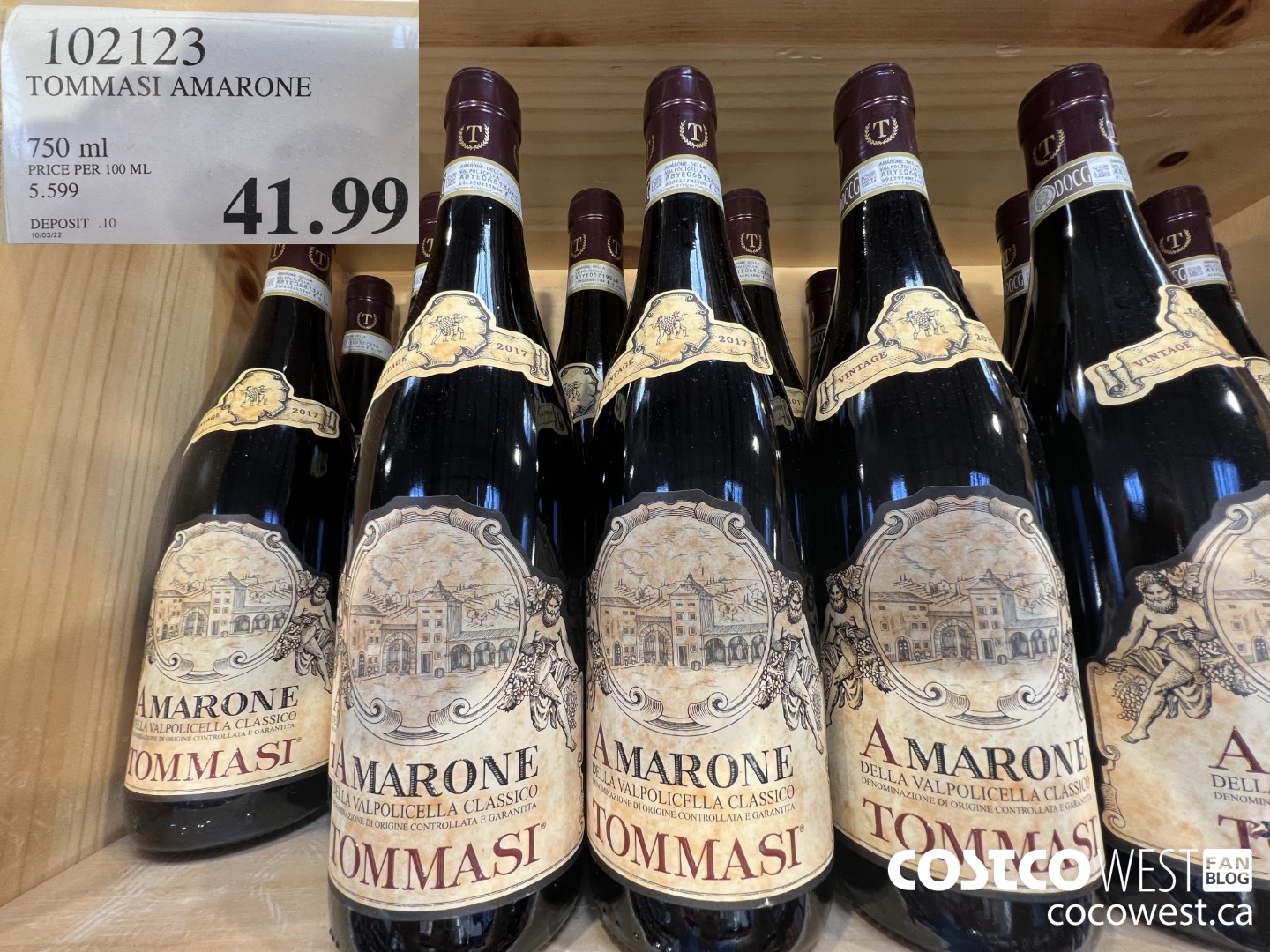 102123 TOMMASI AMARONE 750 ML $41.99