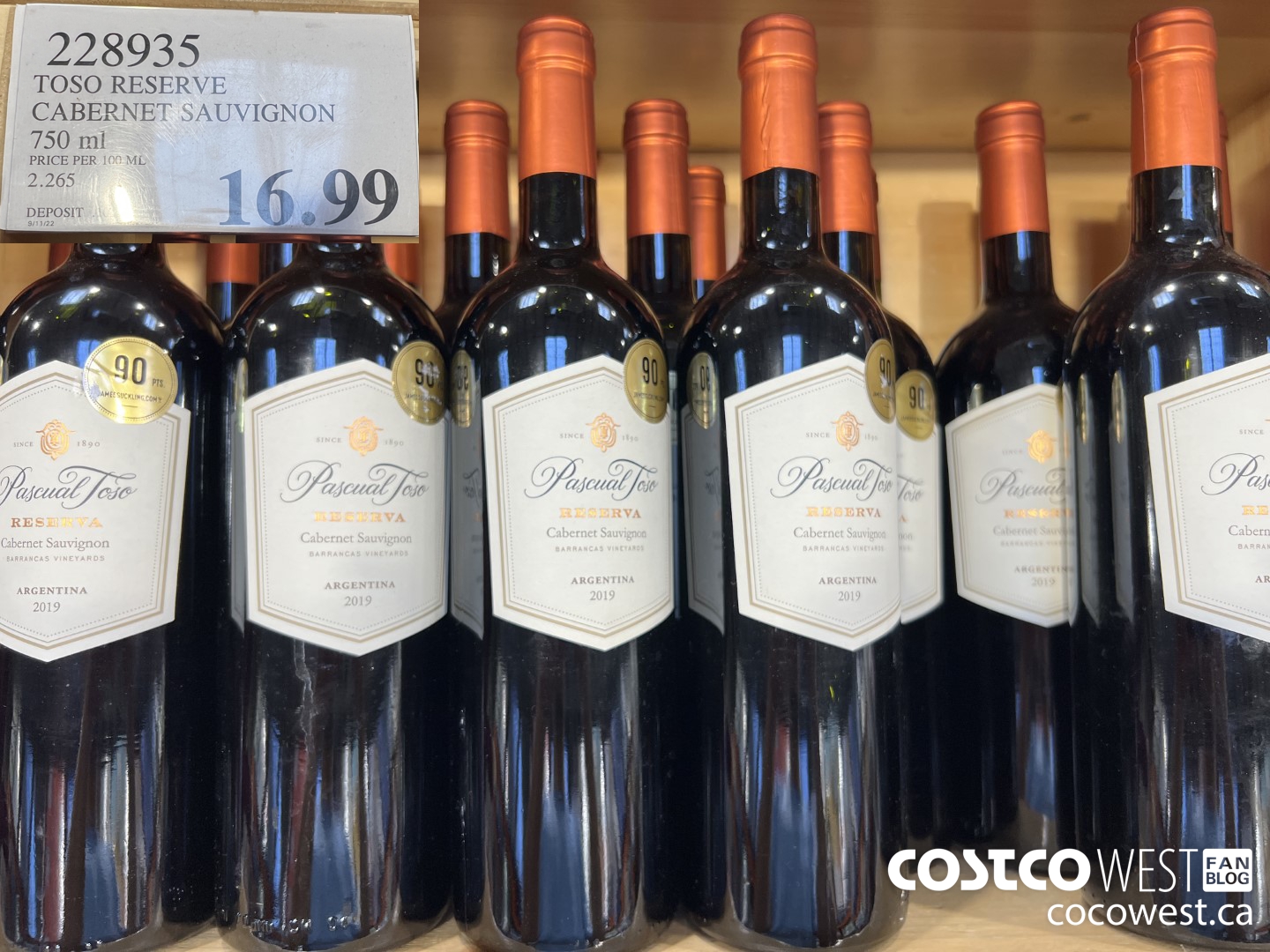 228935 TOSO RESERVE CABERNET SAUVIGNON 750 ML $16.99