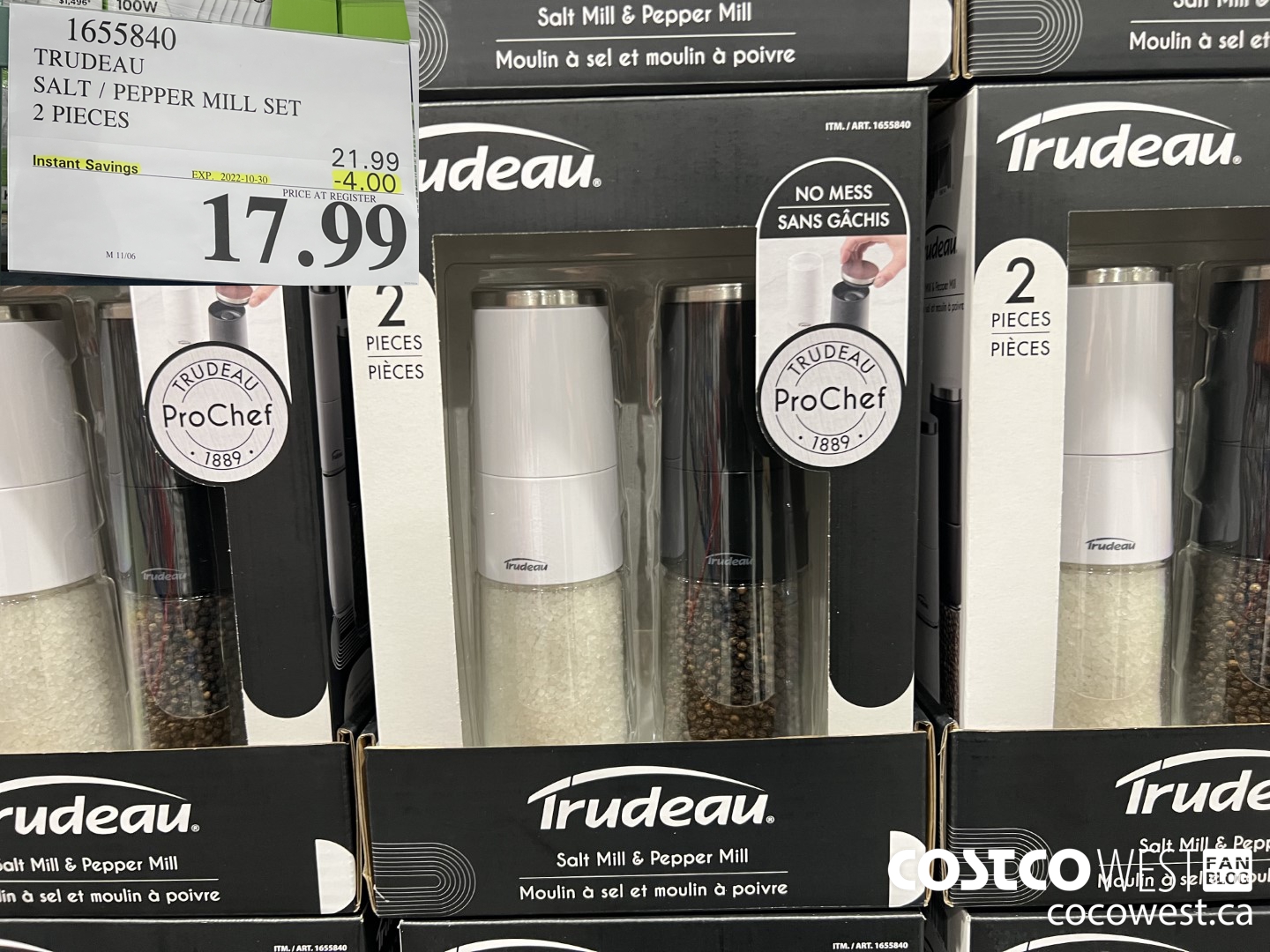 1655840 TRUDEAU SALT / PEPPER MILL SET 2 PIECES ($4.00 INSTANT SAVINGS EXPIRES ON 2022-10-30) $17.99