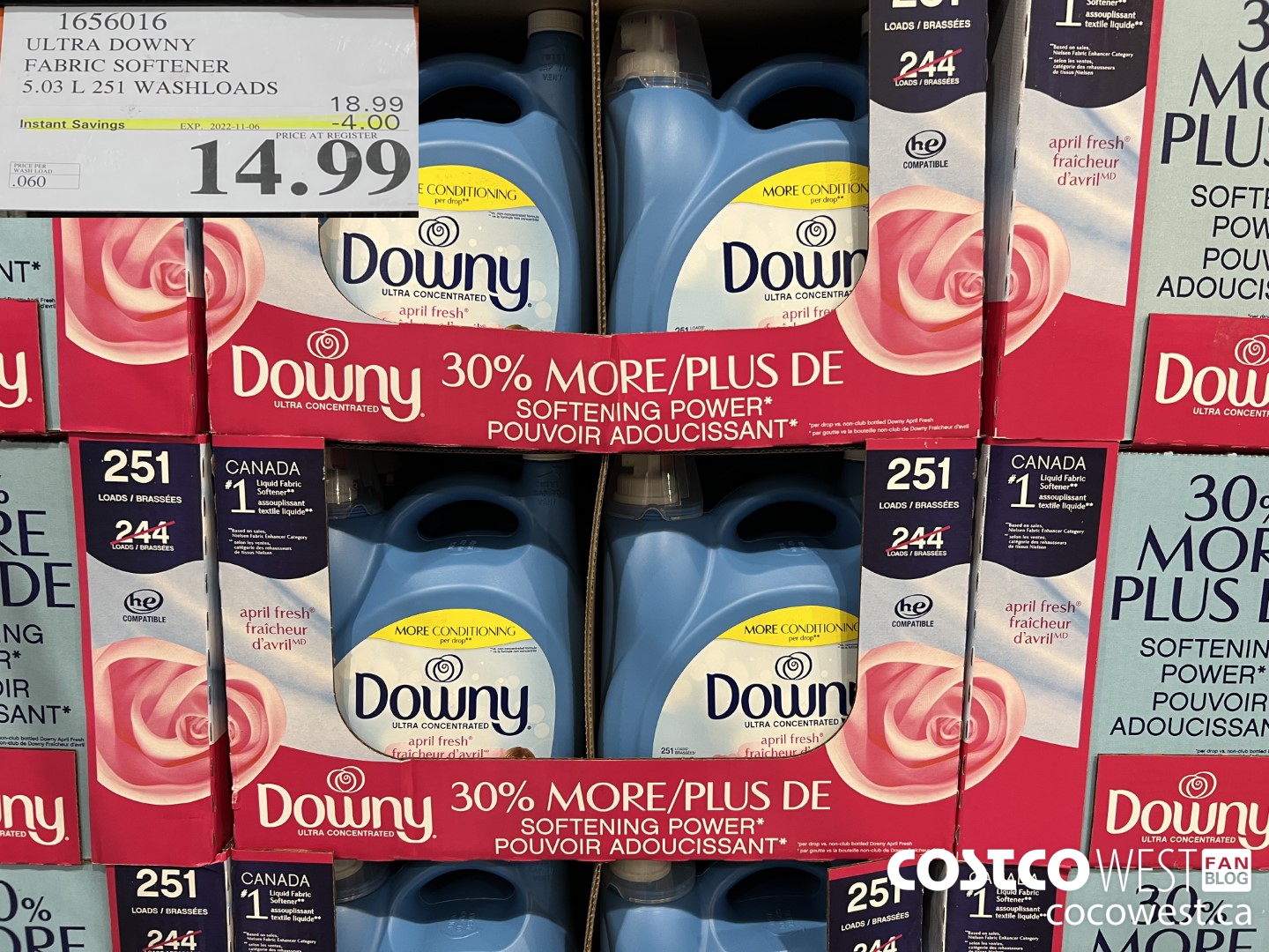 1656016 ULTRA DOWNY FABRIC SOFTENER 5.03 L 251 WASHLOADS ($4.00 INSTANT SAVINGS EXPIRES ON 2022-11-06) $14.99