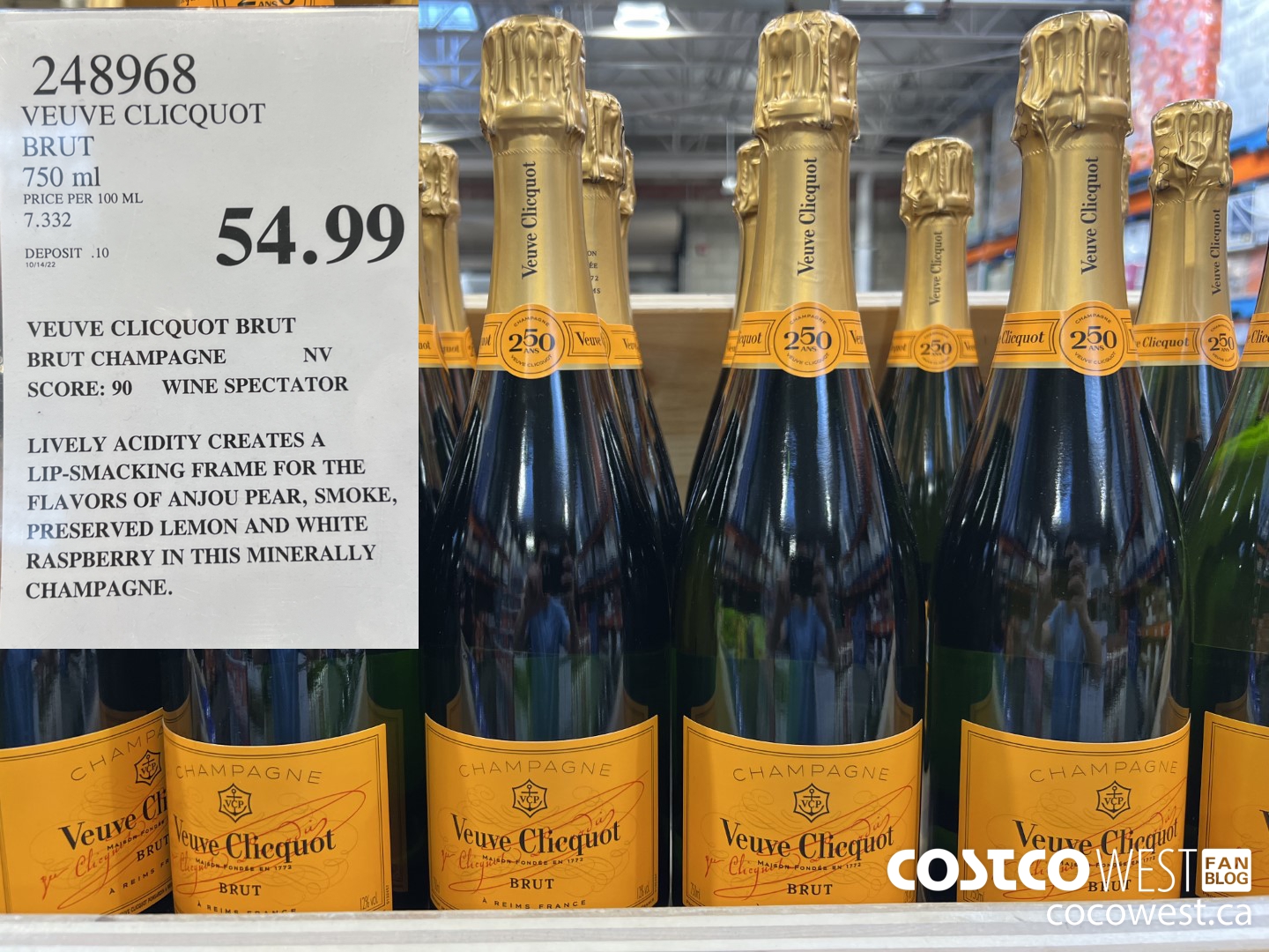 248968 VEUVE CLICQUOT BRUT 750 ML $54.99
