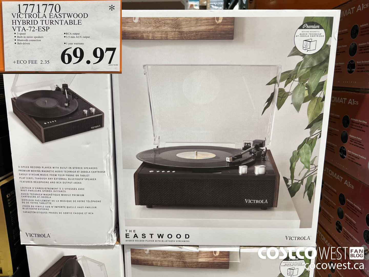 1771770 VICTROLA EASTWOOD HYBRID TURNTABLE VTA-72-ESP $69.97