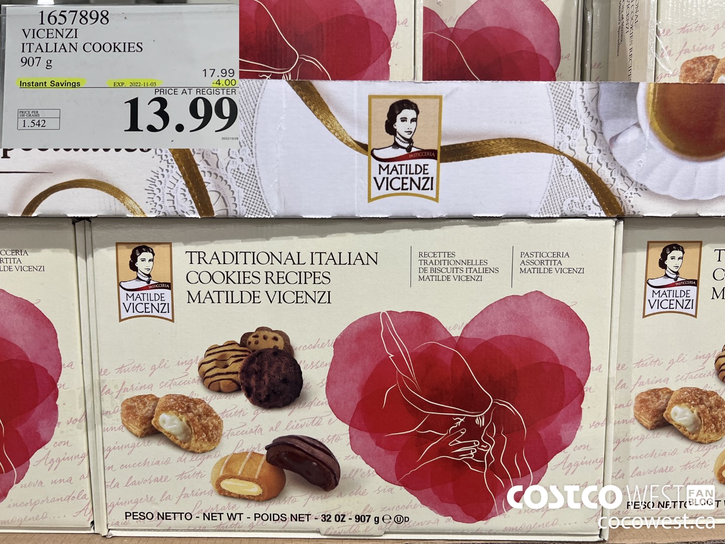 1657898 VINCENZI ITALIAN COOKIES 907 G ($4.00 INSTANT SAVINGS EXPIRES ON 2022-11-03) $13.99