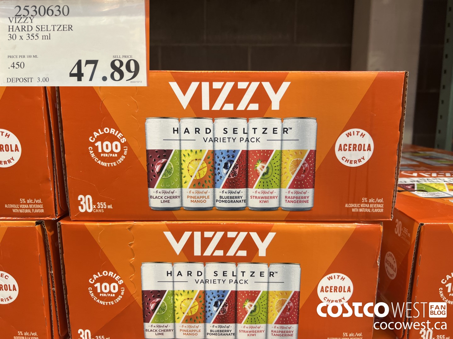 253063 VIZZY HARD SELTZER 30 X 355 ML $47.89
