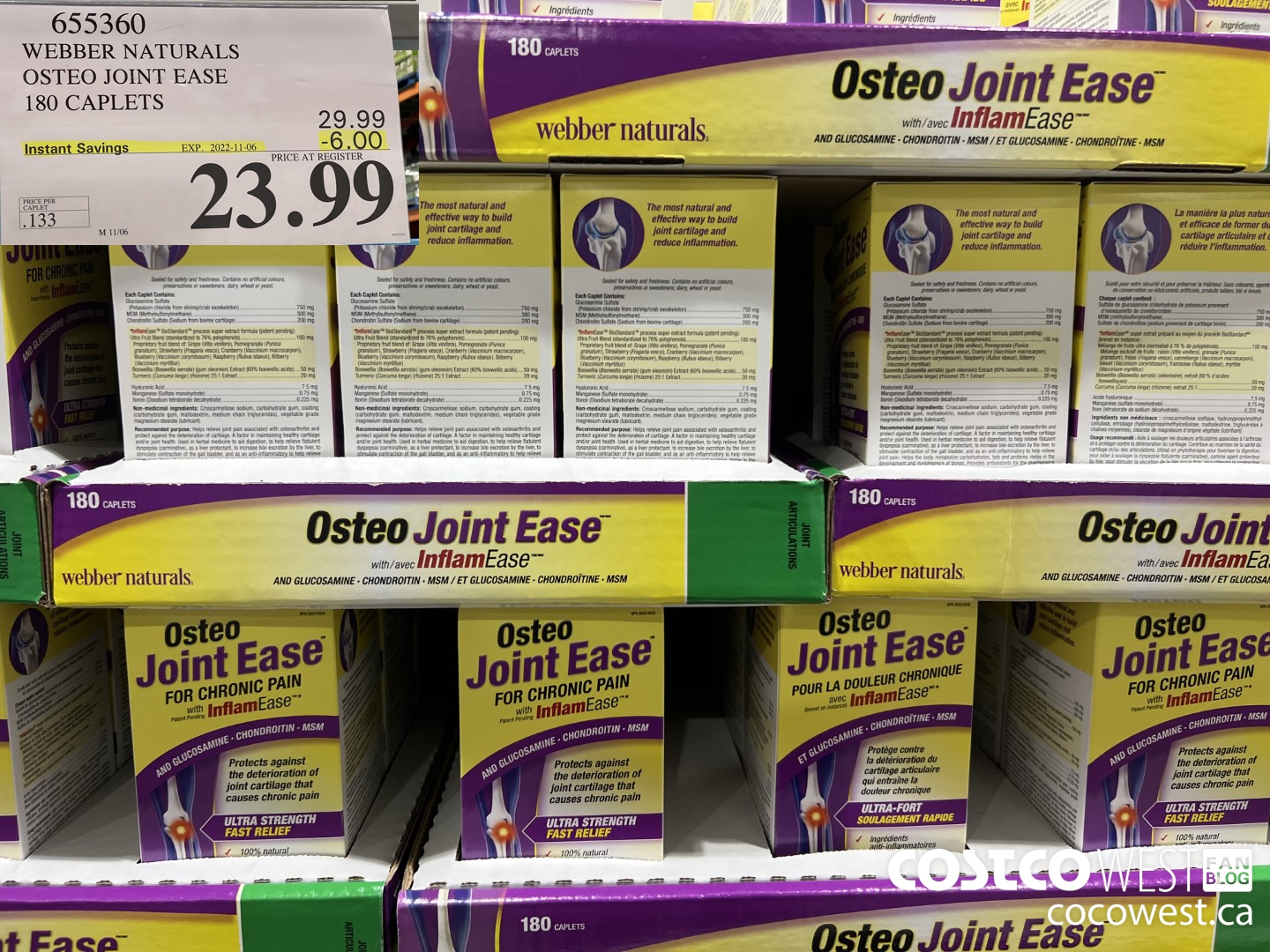655360 WEBBER NATURALS OSTEO JOINT EASE 180 CAPLETS  ($6.00 INSTANT SAVINGS EXPIRES ON 2022-11-06) $23.99
