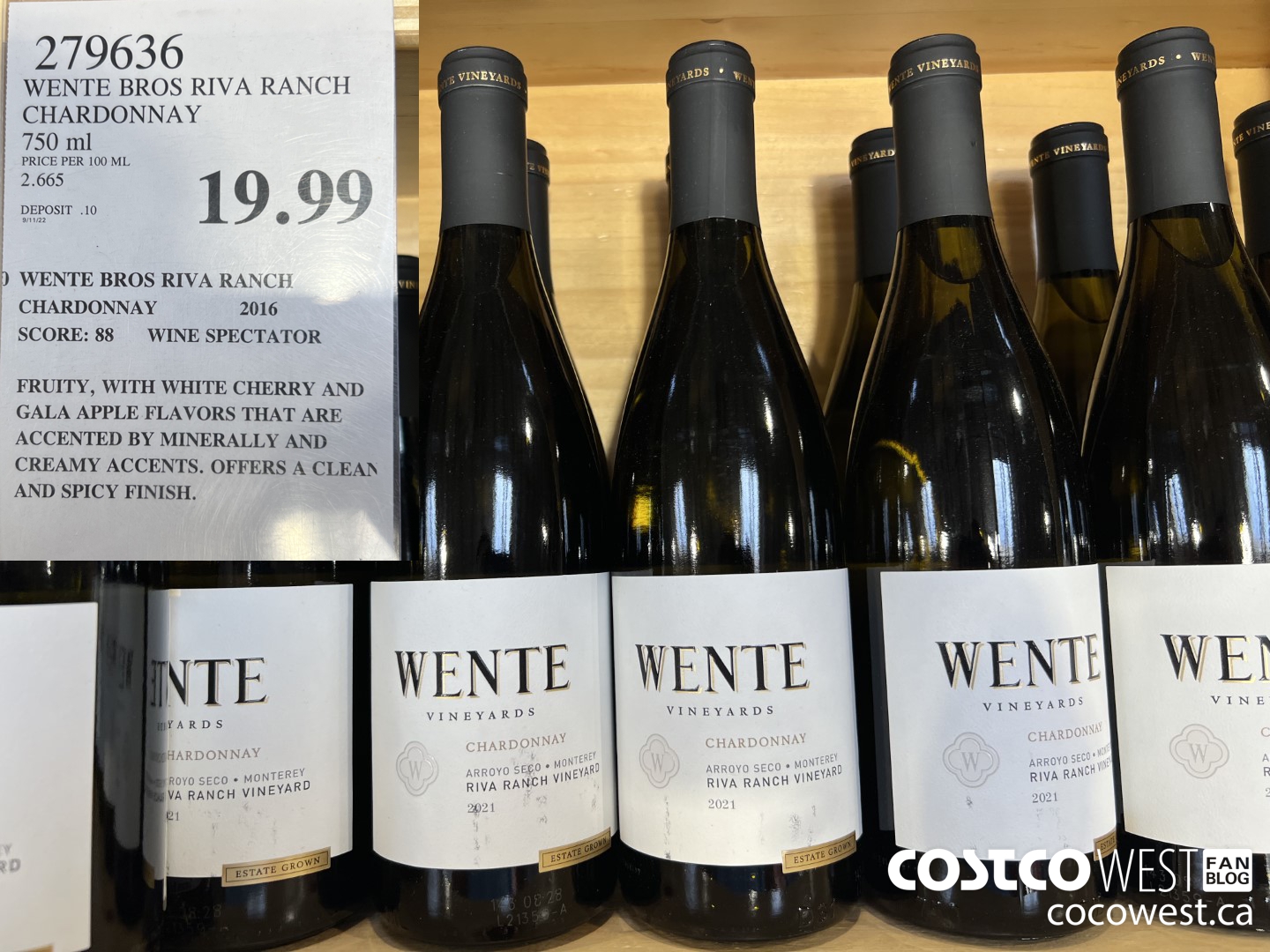 279636 WENTE BROS RIVA RANCH CHARDONNAY 750 ML $19.99