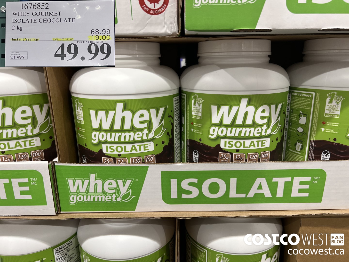 1676852 WHEY GOURMET ISOLATE CHOCOLATE 2 KG ($19.00 INSTANT SAVINGS EXPIRES ON 2022-11-06) $49.99